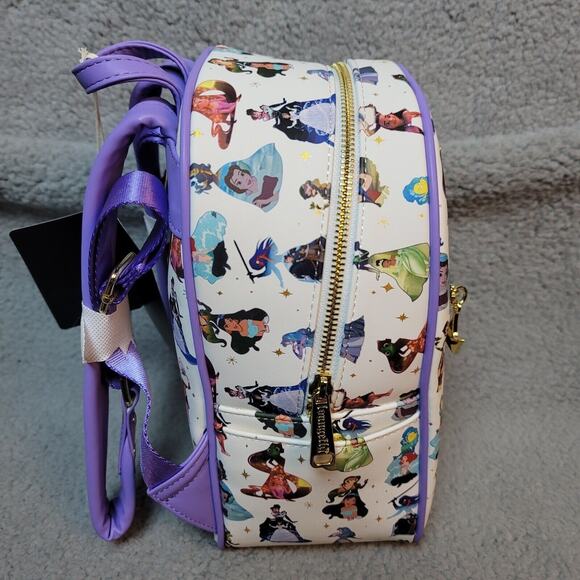 Loungefly Disney Princess Mini Backpack Princess Silhouette Purple White NEW - Picture 7 of 11